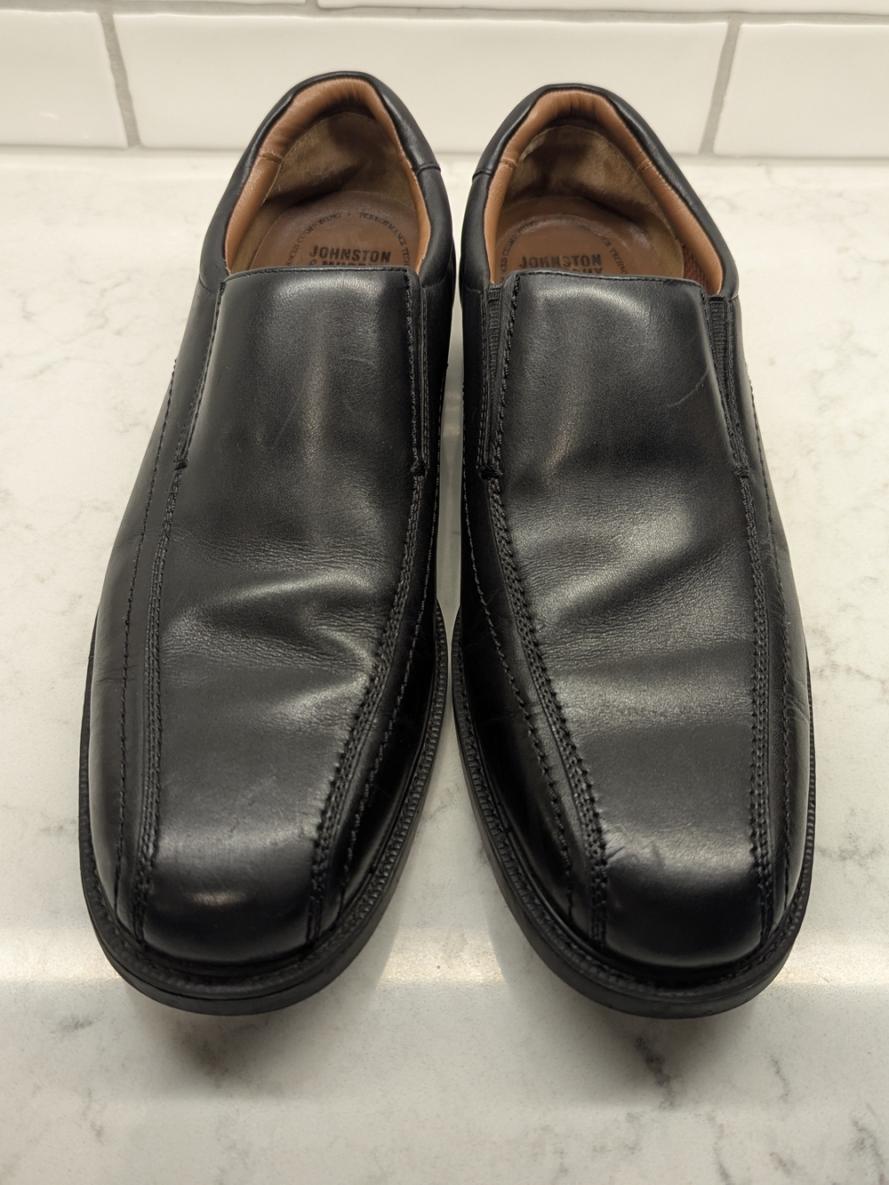 Johnston & Murphy Men's Black Leather Slip-On Dress Shoes
